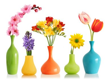 5 vaser i forskellige farver