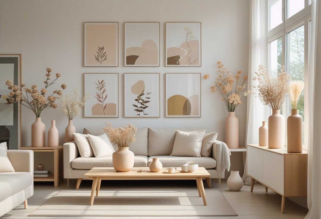 How to create harmony in the living room with vases and posters